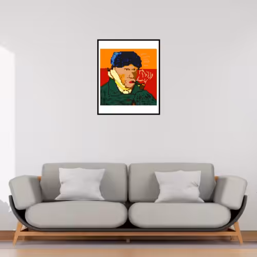 Autoportrait à l’oreille bandée et a la pipe encadré