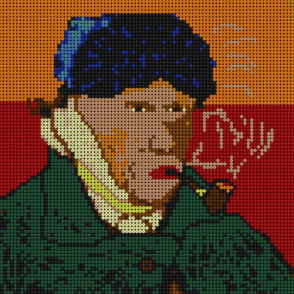 Autoportrait à l’oreille bandée et a la pipe en perles