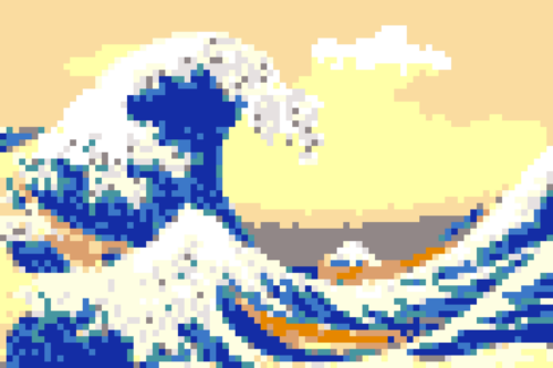 La Grande vague de Kanagawa de Katsushika Hokusai en pixels