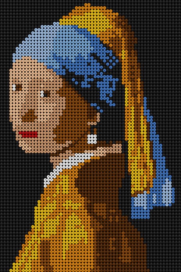 La Jeune Fille à la perle - 2x3 Tableau pixel art La Jeune Fille à la perle en perles à repasser