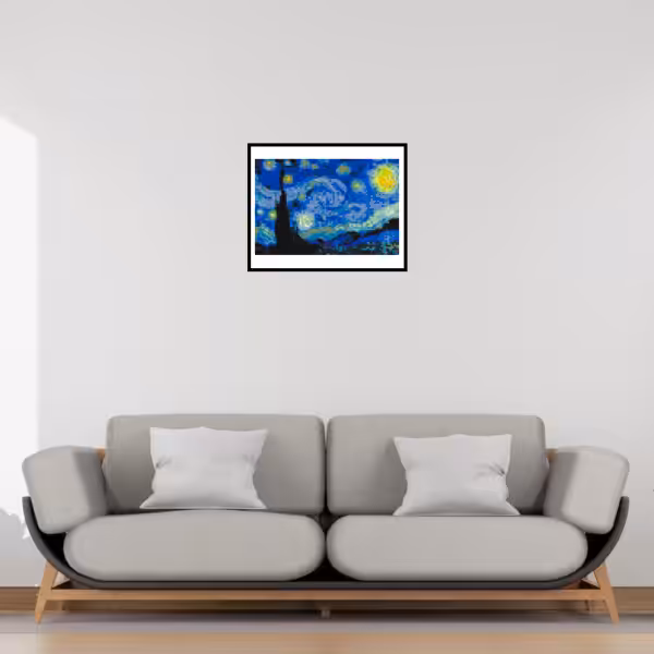 La-nuit-etoilee-3x2-rendu-cadre Kit tableau pixel art - Art - La Nuit étoilée