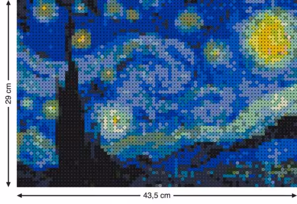 La-nuit-etoilee-3x2-rendu-perles La Nuit étoilée de Vincent van Gogh en perles à repasser