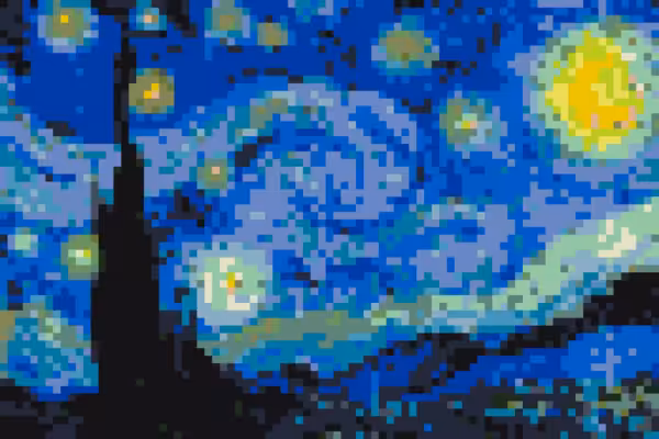 La-nuit-etoilee-3x2-rendu-pixels La Nuit étoilée de Vincent van Gogh en pixel art