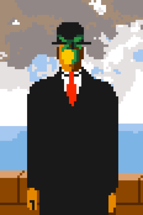 Le Fils de l’homme de René Magritte en pixels
