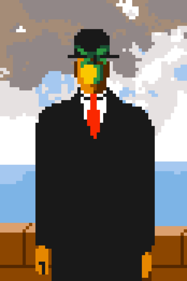 Le Fils de l’homme de René Magritte en pixels