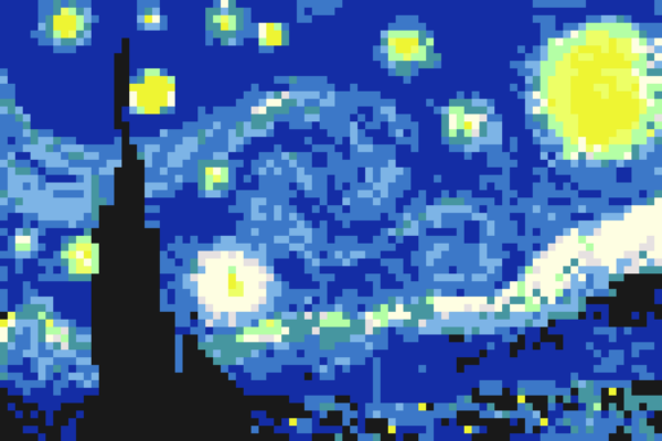 La Nuit étoilée de Vincent van Gogh en pixels