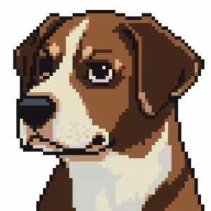 Tête d'un chien en pixel art