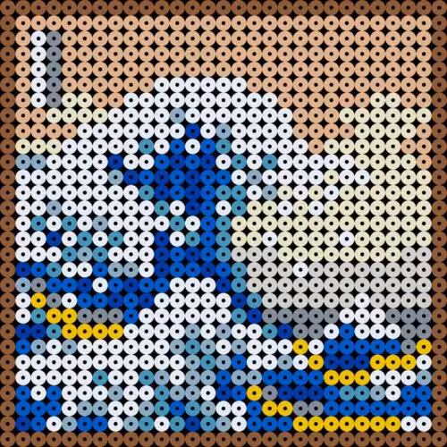 Tableau pixel art la grande vague - Hokusai