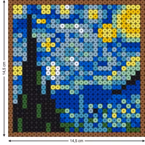 Tableau pixel art nuit étoilée - Van Gogh