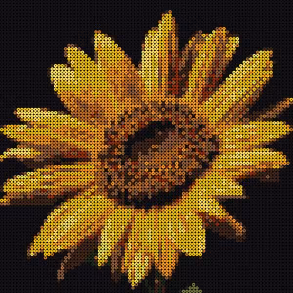 tournesol-3x3-perles Tournesol en pixel art avec des perles à repasser